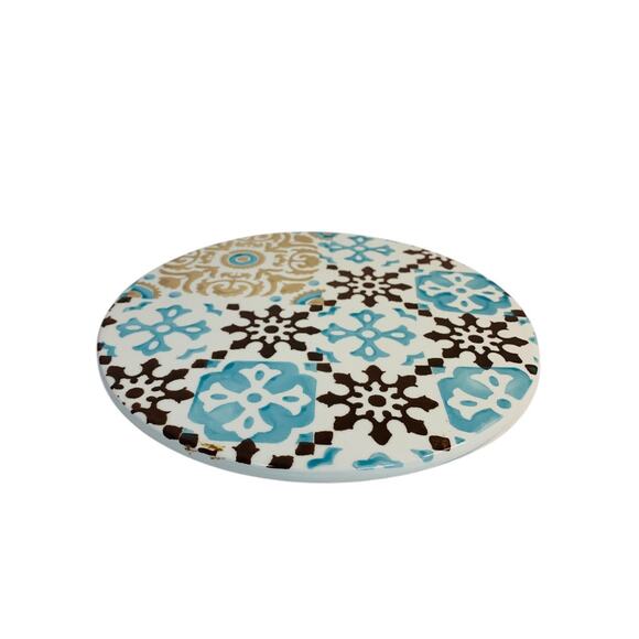 Duro Handpainted Portuguese Tile Trivet Cork Back 9.5 Inch Diameter - Picture 5 of 9